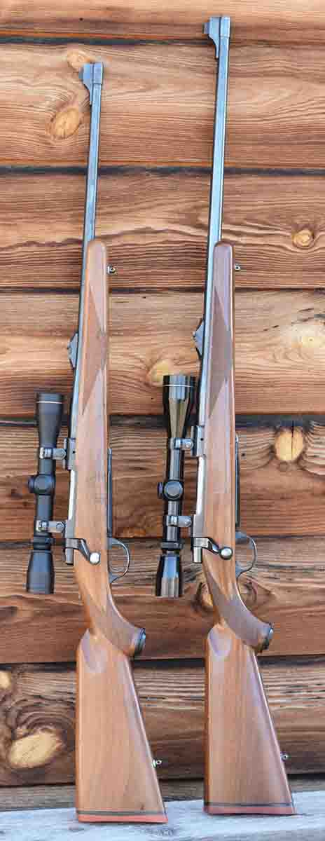 Early M77RS rifles include a “flat bolt” chambered in .243 Winchester and a .338 Winchester Magnum.